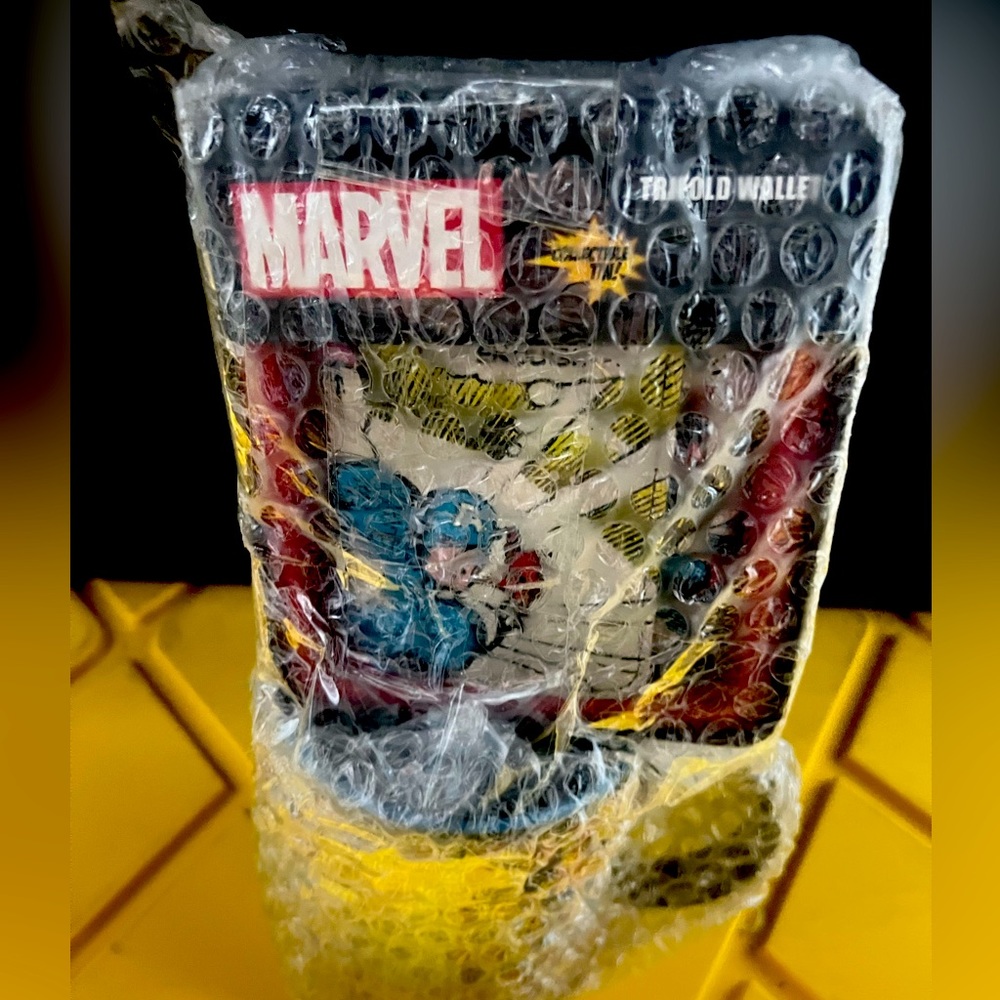 Marvel Captain America wallet and Marvel characters coffee mug